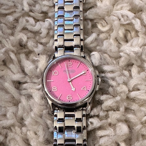 Coach Women's Watch Quartz Analog Stainless Steel . Pink Face/Silver - Picture 1 of 6